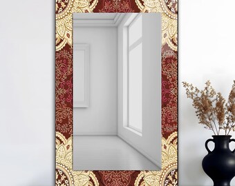Turkish Pattern Tempered Glass Rectangular Wall Mirror