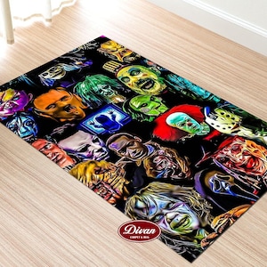 Horror Movie Rug, Halloween Rug, Horror Movie Characters Area Rug, Tapijten voor woonkamer, voor Home Decor, Fear Movie Characters Area Rug