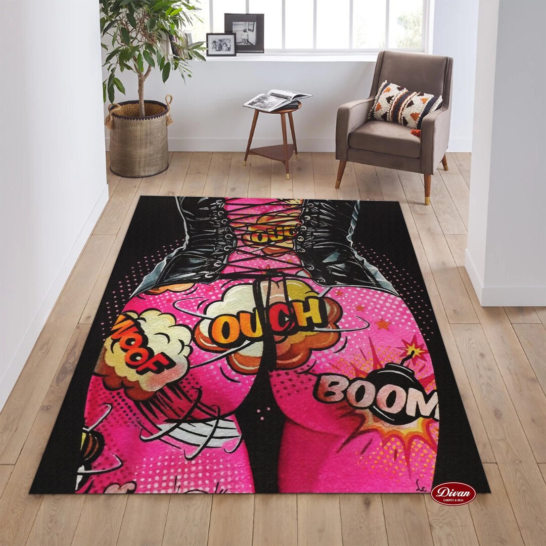 Pop Art Rug Sexy Woman Rug Comics Themed Rug Bedroom Rug Etsy