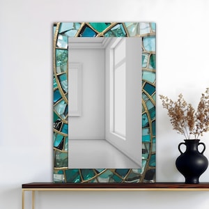 Miroir en verre trempé aspect teinté, décoration d'intérieur de luxe, miroir de couloir d'entrée