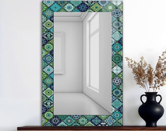 Türkischer Fliesenspiegel aus gehärtetem Glas, dekorative Wandkunst