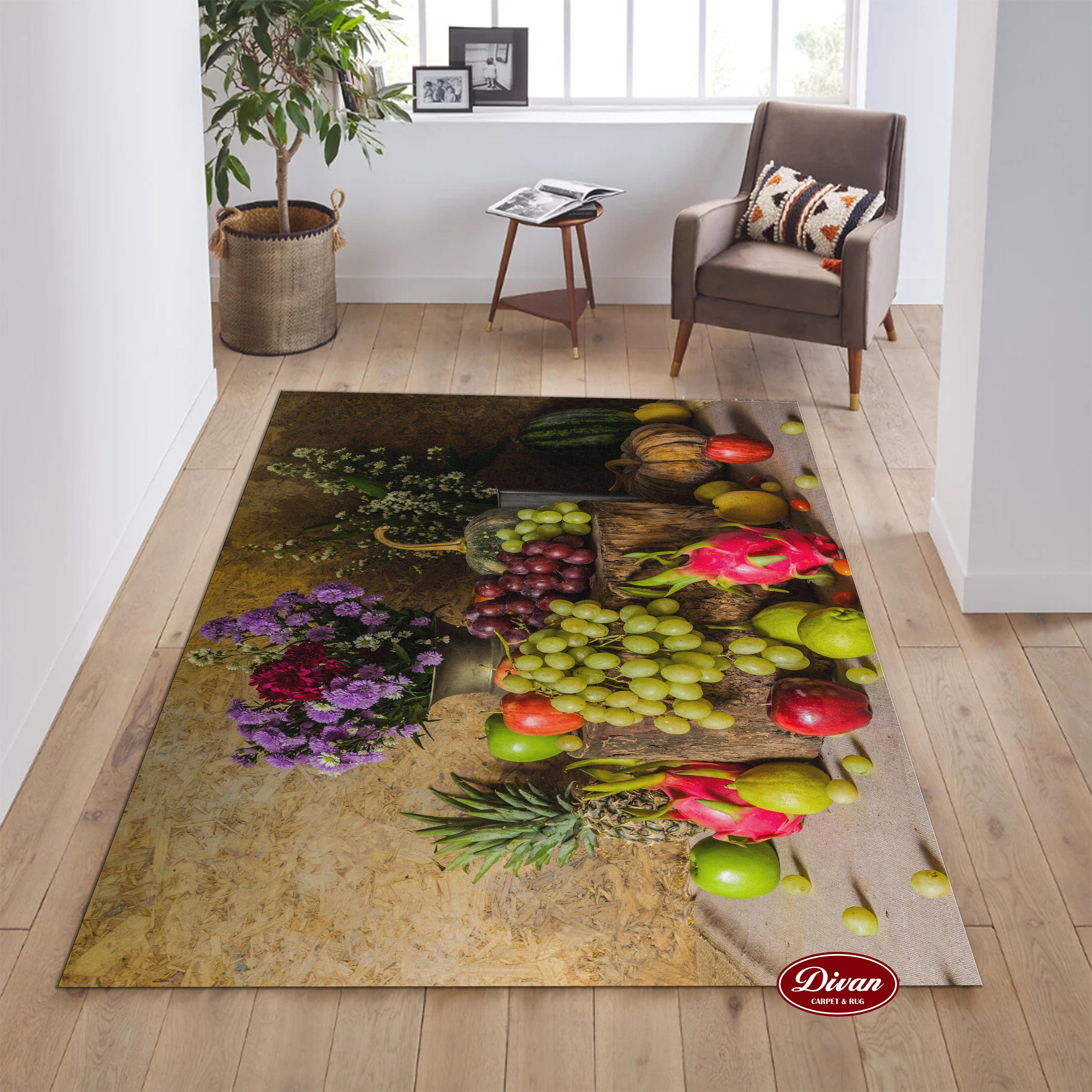 Mixed Fruit Patterned Rug for Kitchen,forest Fruit Rug,fruit Rug,area ...