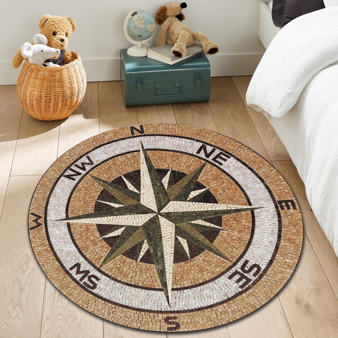 Compass Rug, Compass Round Rug, Compass Medallion Rug,round Rug, Modern