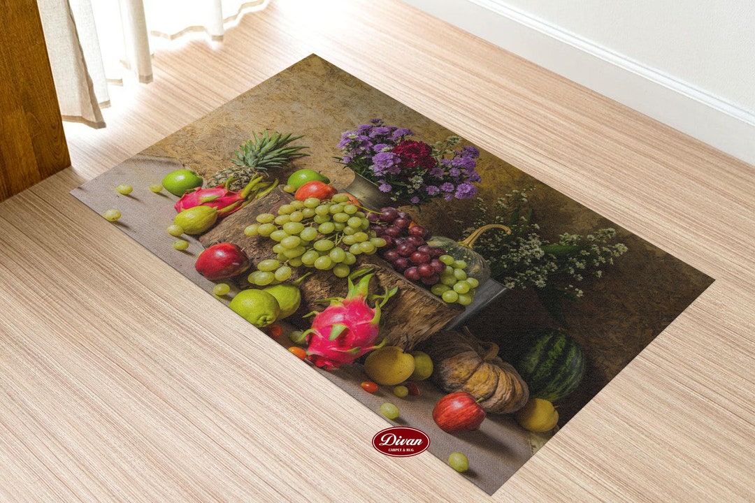 Mixed Fruit Patterned Rug for Kitchen,forest Fruit Rug,fruit Rug,area