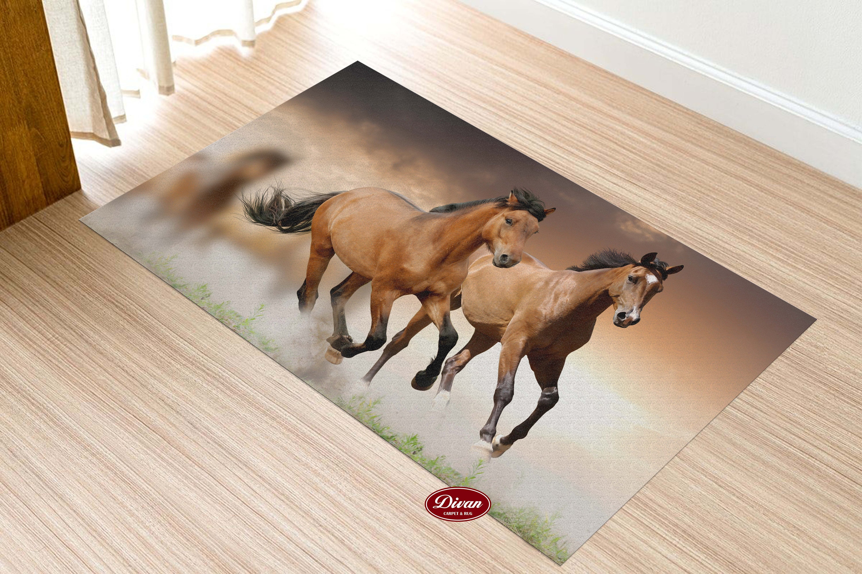 Horse Rug Running Horses Rug Ethnic Rug Salon Decor Etsy