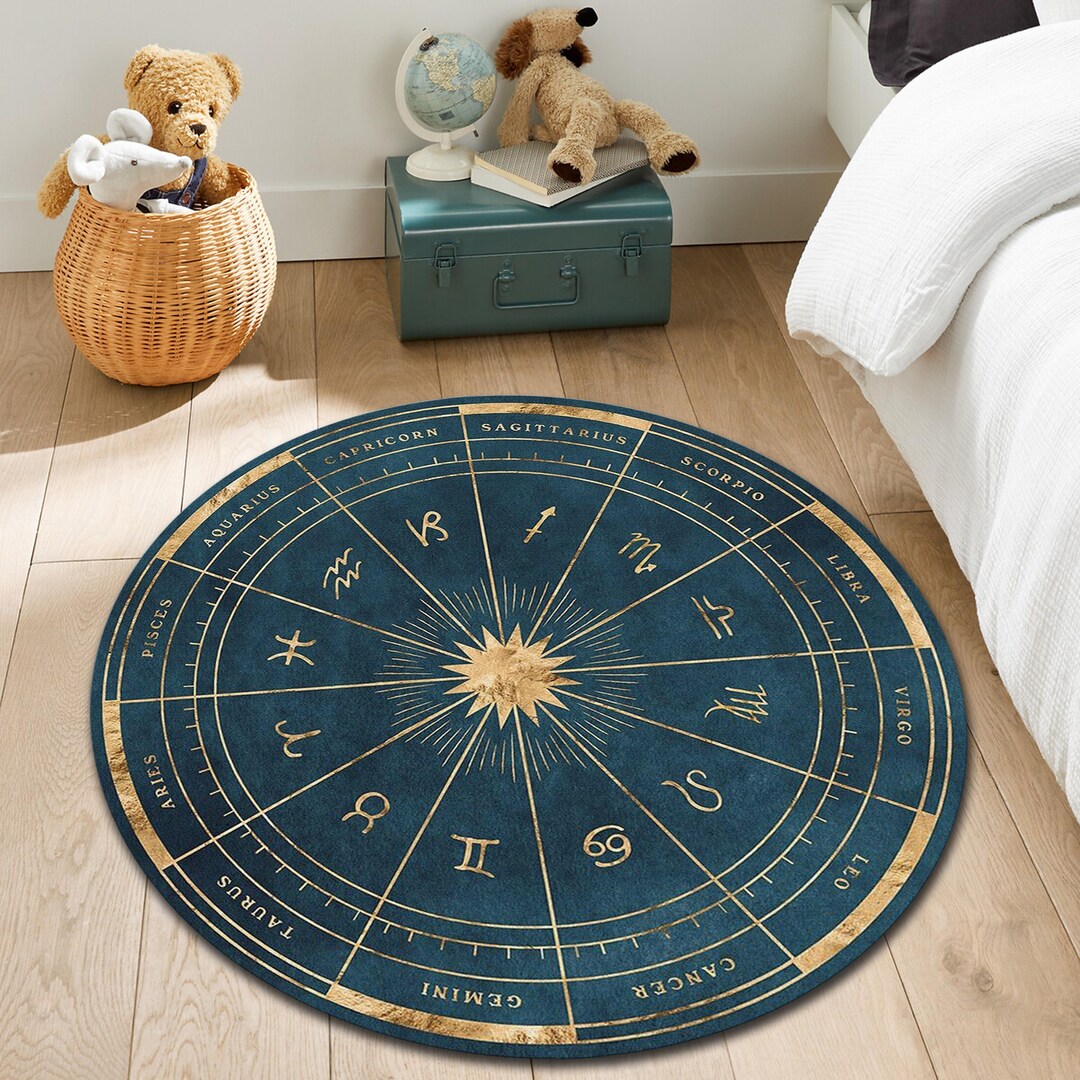 Astrology Rug, Zodiac Rugs, Horoscope Design Rug, Astrology Design Rug,round Zodiac Rug,decor