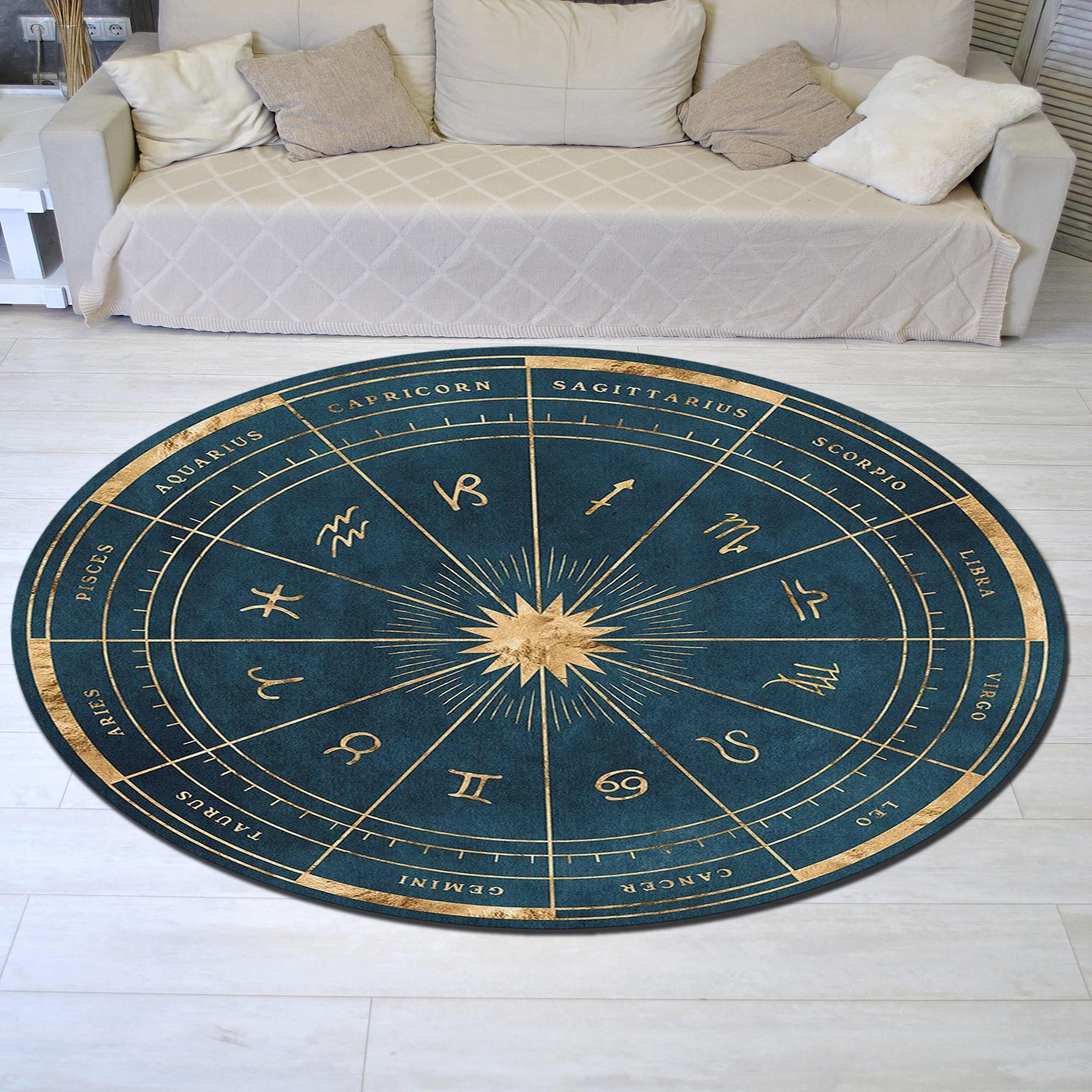 Astrology Rug, Zodiac Rugs, Horoscope Design Rug, Astrology Design Rug,round Zodiac Rug,decor