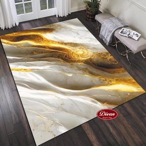 Marble Rug, White and Gold Marble Rug, Marble Rug, Decor Marble Rug, Marble Texture Rug, Living Room Rug, Marble Design Rug