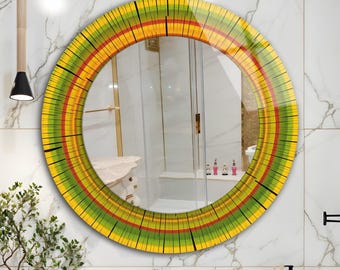 Tempered Glass Round Mirror: Modern Tree Ring Wall Decor