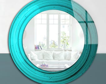 Gehärteter Glas Runder Wandspiegel: Moderner Kreis Badezimmer Spiegel Dekor