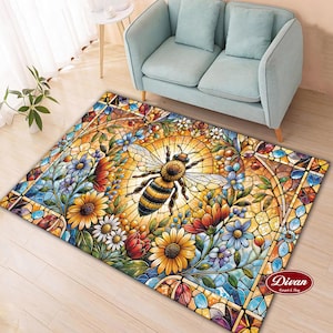 Honey Bee Rug, Honey Bee Patterned Rug, Animal Decor Rug, Decorative Rug, Popular Rug, Home Decor Rug, Art Carpet, Honey Bee Cool Rug