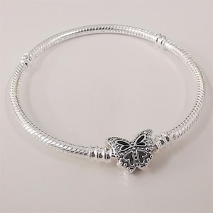pandora 925 butterfly clasp snake chain bracelet
