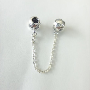 Star Safety Chain For |Charm Bracelets 925 Sterling Silver Free Gift Box