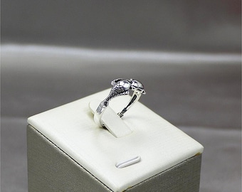 Anillo de pez koi de estilo étnico en plata de ley S925 con diseño de moneda vintage