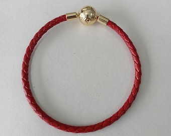 PANDORA レッド レザーブレスレット PANDORA ブレスレット Pandora Moments レッド ウーブン レザー