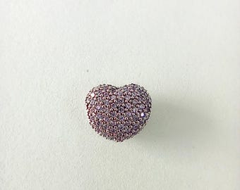Pandora Charm Bead Pavé Open My Heart Clip Pink CZ S925 ALE