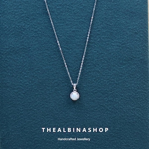Simple Opal Necklace, Sterling Silver Necklace, Dainty Opal Necklace, Fire Opal Pendant Necklace