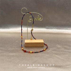 Lapis Lazuli and Natural Stone Red Agate Colorful Beaded Necklace
