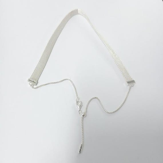 PANDORA Reflexions 925 Silver Mesh Choker Necklace