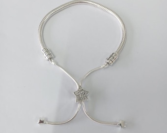 Pandora pavé star sliding bracelet Pandora Moments Pavé Star & Snake Chain Sliding Bracelet - Etsy