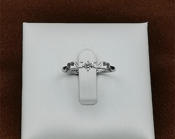 S925 Sterling Silver Angel Wings Couple Ring, Open Adjustable, Forest Style, Silver Couple Rings