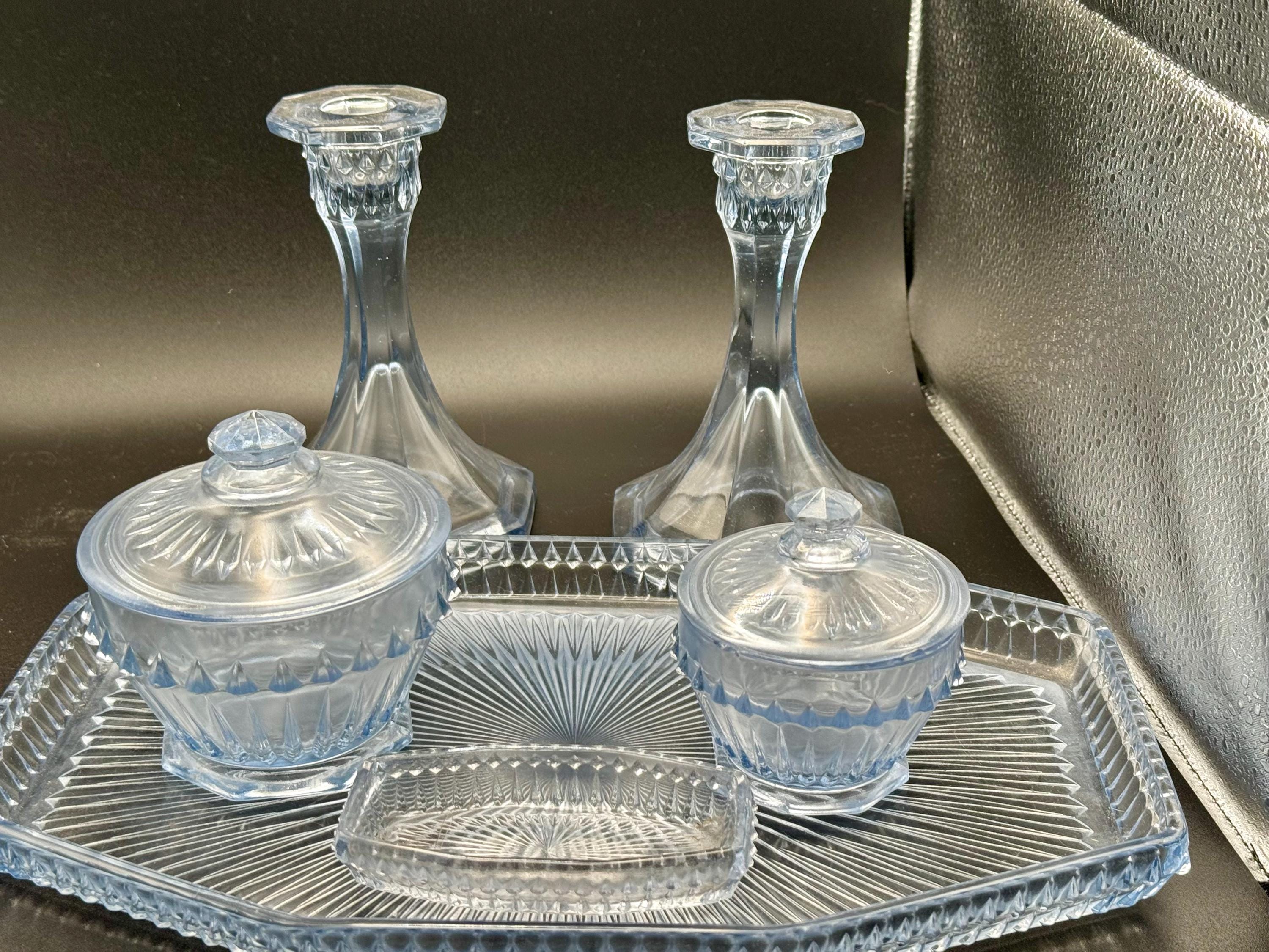 Vintage Glass Dressing Table Sets - Etsy