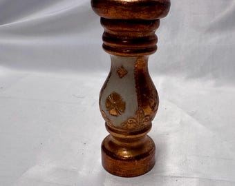 Vintage Italian Florentine Pepper Mill | Gold Gilt & Ivory Hand-Painted Wooden Grinder