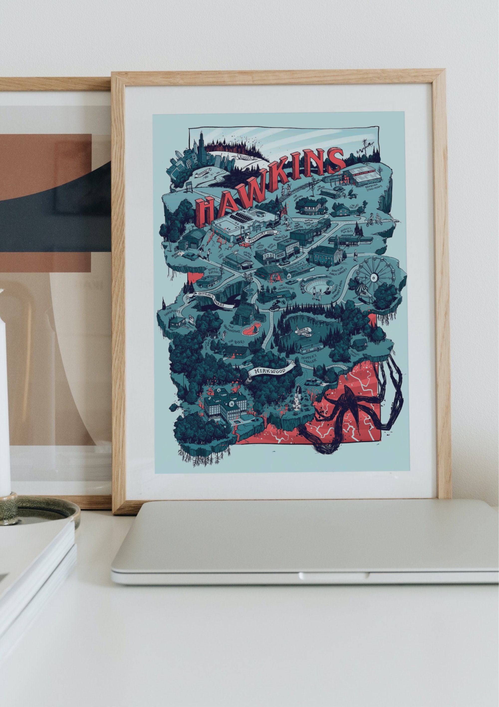 Printable City Map Hawkins, Travel Map, Art Poster, Wall Art Print for ...