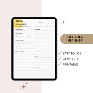 Digital Pomodoro Planner, iPad Planner, Study Planner, 2022 2023 Planner