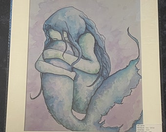 Mermaid, watercolour PRINT (NOT ORIGINAL) , mermaids, ocean, sad, painting, gift, tail, magical, mermaid painting, mermaid print