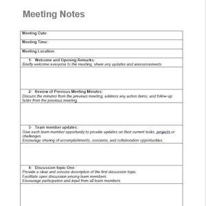 Editable Printable Meeting Notes I Minutes of Meeting Meeting Agenda I Business Note Taking I Zoom Teams Meeting Minutes I Instant Download