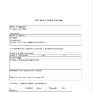 Plantilla de solicitud de referencia profesional personalizable, formato digital, herramienta de solicitud de empleo