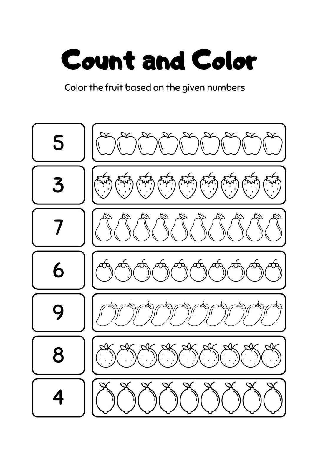Mathematics Count and Color Worksheet Children Learning Teaching ...