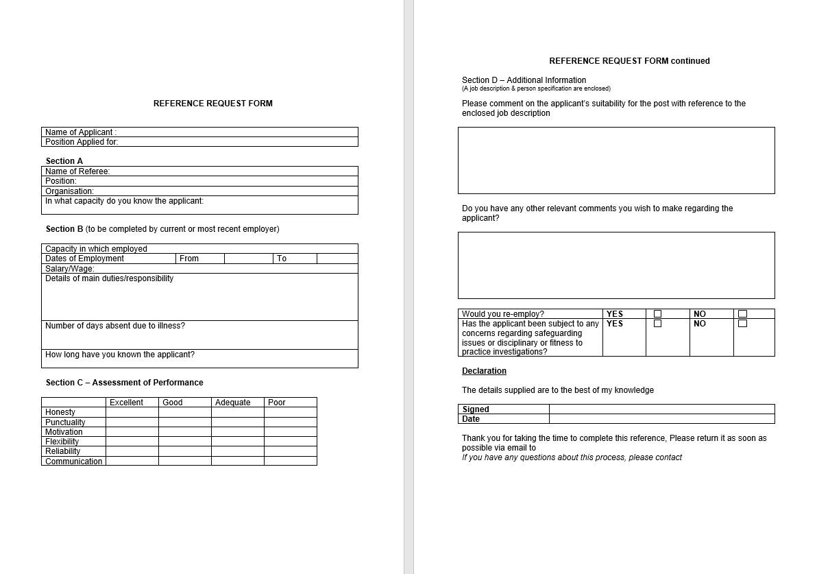 Customizable professional reference request template digital format