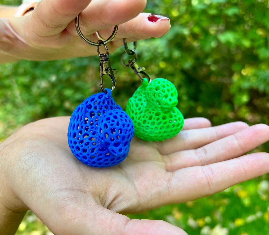 Voronoi 3D Printed Rubber Duck Keychain Get Ducked 4x4 Etsy