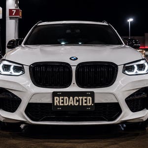 REDACTED Vanity Plate | Black Distressed License Plate
