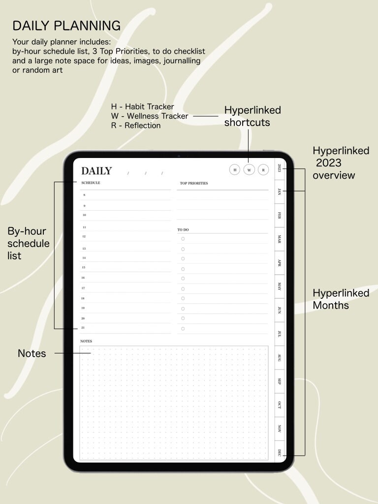 2023 Minimalist Dated Goodnotes Digital Planner Complete Monthly ...