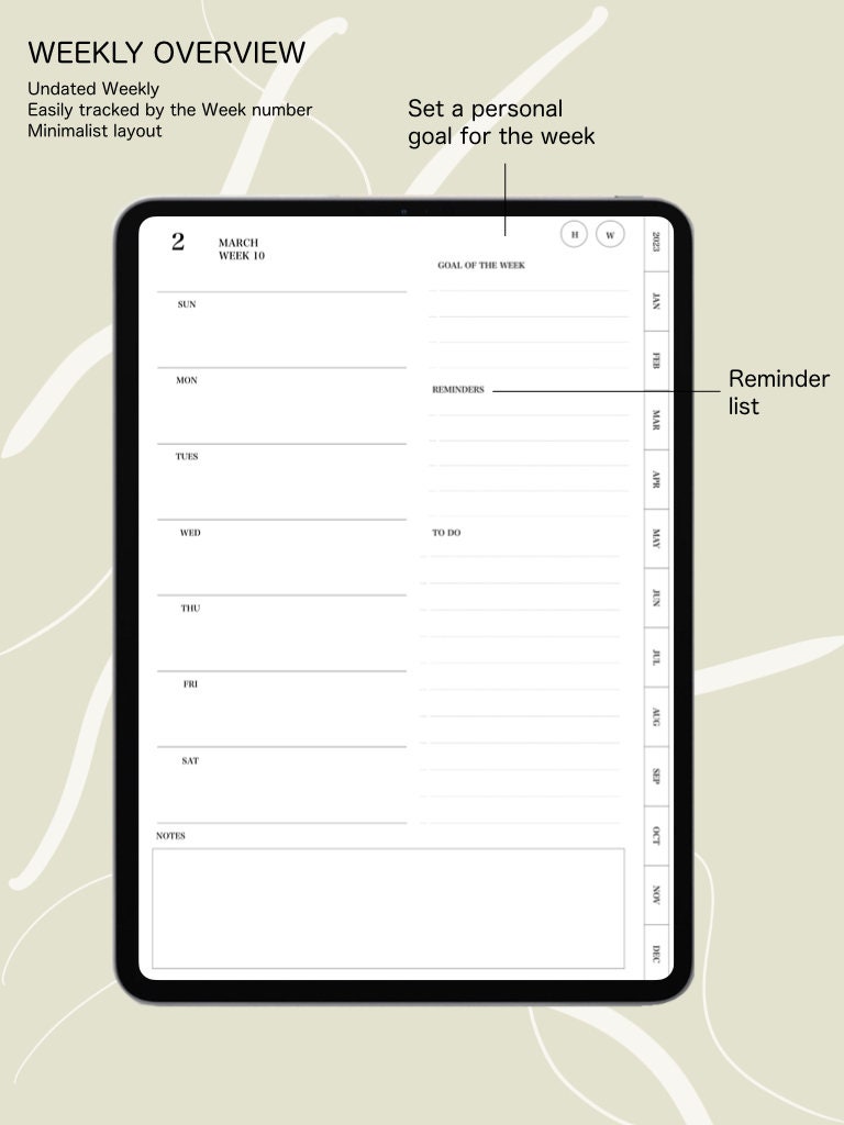2023 Minimalist Dated Goodnotes Digital Planner Complete Monthly ...