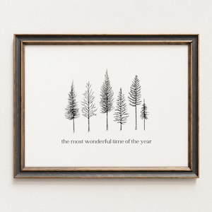 Arte mural navideño, decoración navideña en blanco y negro, arte mural imprimible, decoración navideña minimalista, decoración navideña sencilla, decoración navideña rústica