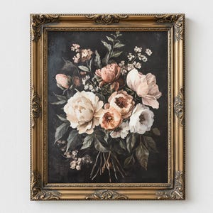 PRINTED Antique Rose Wall Art Vintage Muted Pink Floral Printable