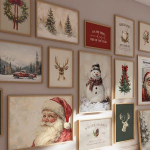 Julväggkonst i vintagestil Klassisk juldekor Rustik julväggkonst Julkonst Set Traditionell