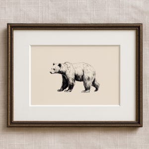 Bear Printable Wall Art Rustic Wildlife Decor Woodland Animal Print Cabin Aesthetic Digital Download Vintage Nature Illustration Lodge Style