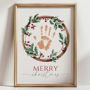 Christmas Handprint Art Printable Footprint Craft Christmas Activity Footprint Gift For Grandparent Baby Foot Print Memory Hand Keepsake