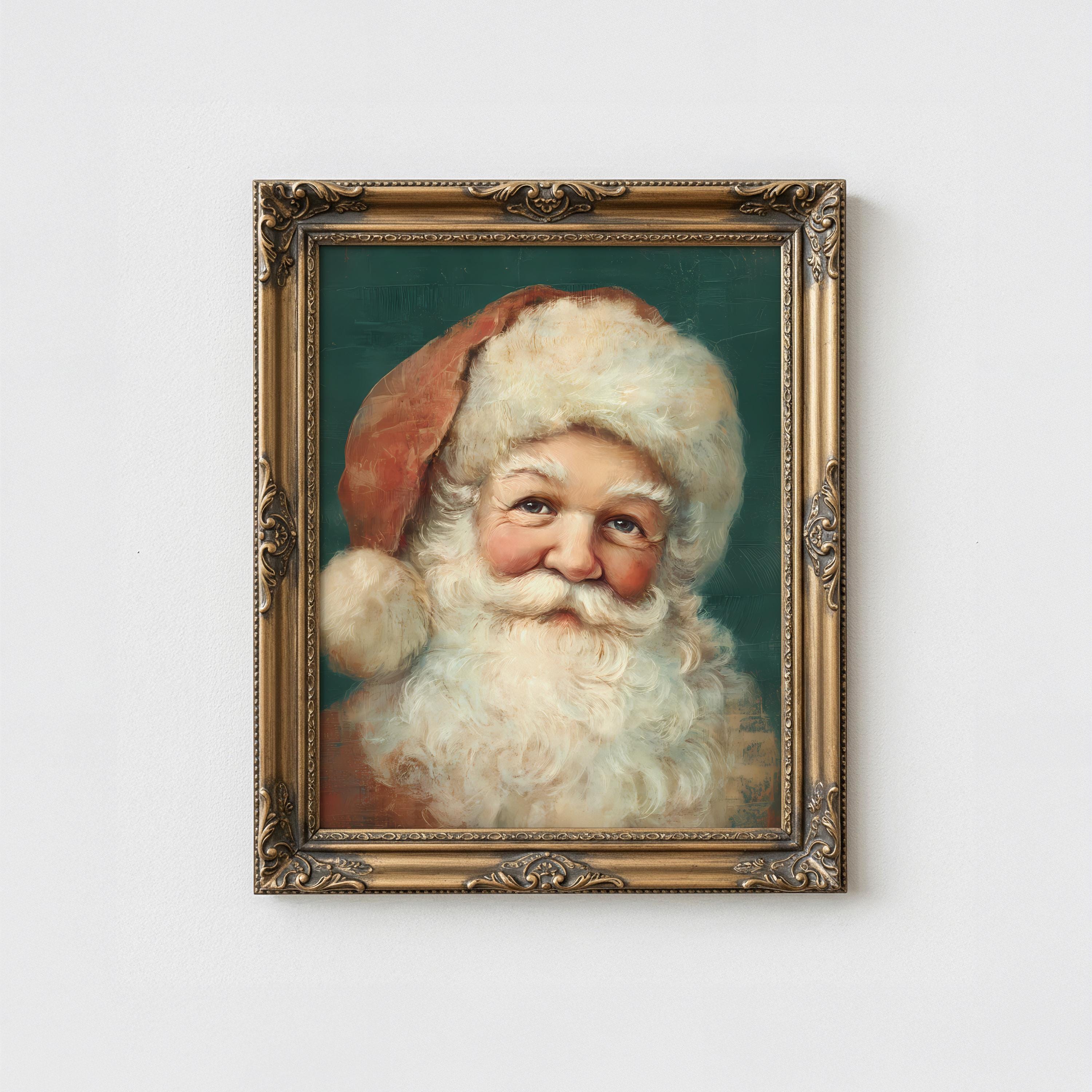 サンタクロースの肖像画の壁アート レトロなサンタの顔の印刷可能な