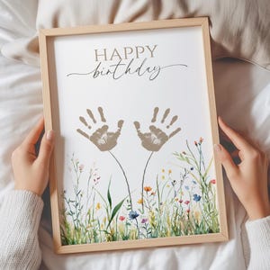 Kind Handabdruck Kunst Alles Gute zum Geburtstag Geschenk Kleinkind Aktivität Handabdruck Handwerk Geschenk für Großeltern Kind Geschenk für Mama Baby Andenken Hand Art