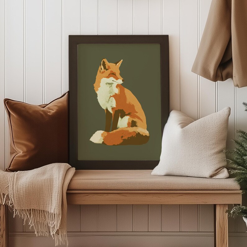 Rustic Fox Image Rustic Autumn Fox Wall Art Printable Woodland Wildlife Digital Download ...