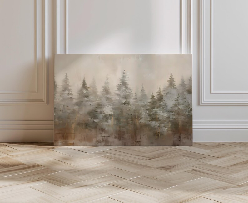 Printable Wall Art Abstract Forest Wall Art Christmas Trees Cabin Wall