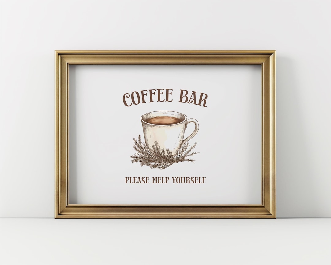 Coffee Bar Sign Printable Hot Coffee Bar Table Sign Buffet Sign Rustic ...
