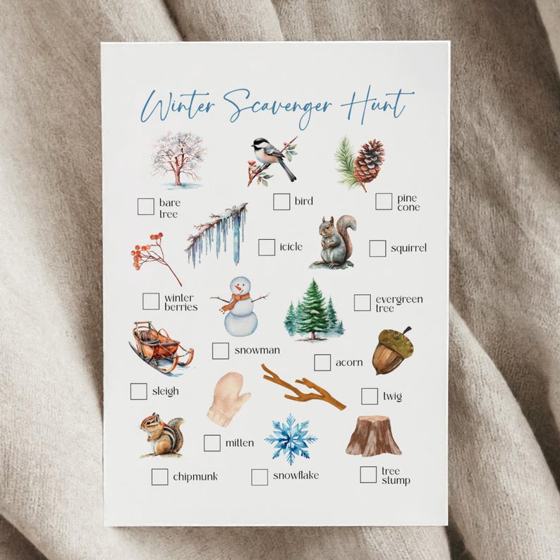 Winter Scavenger Hunt Activity for Kids Winter Activity for Children ...