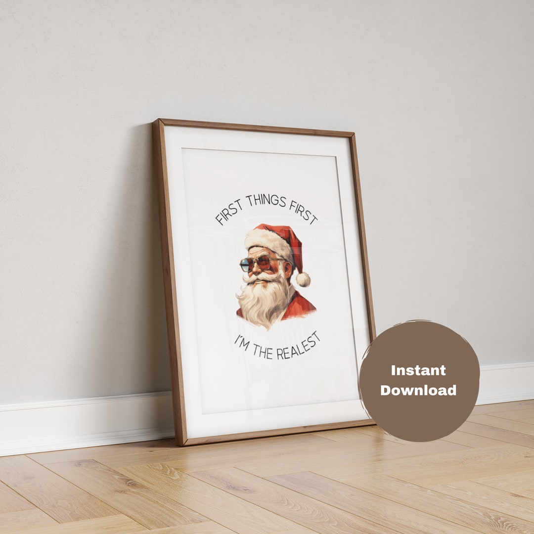 Vintage Style Santa Wall Art Printable Wall Art Funny Christmas Wall
